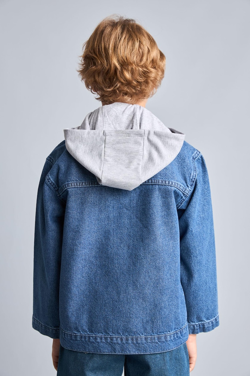 BOYS & TEENS Blue جاكيت جينز اولادي بكابيشون