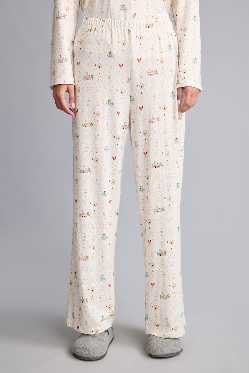 Kadın Ekru Regular Fit Desenli 2'li Pijama Takımı