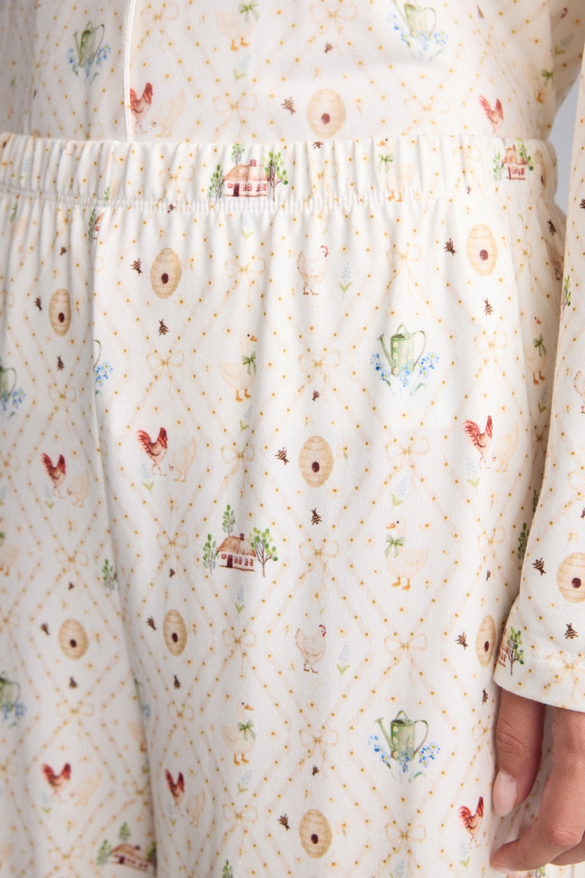 Kadın Ekru Regular Fit Desenli 2'li Pijama Takımı
