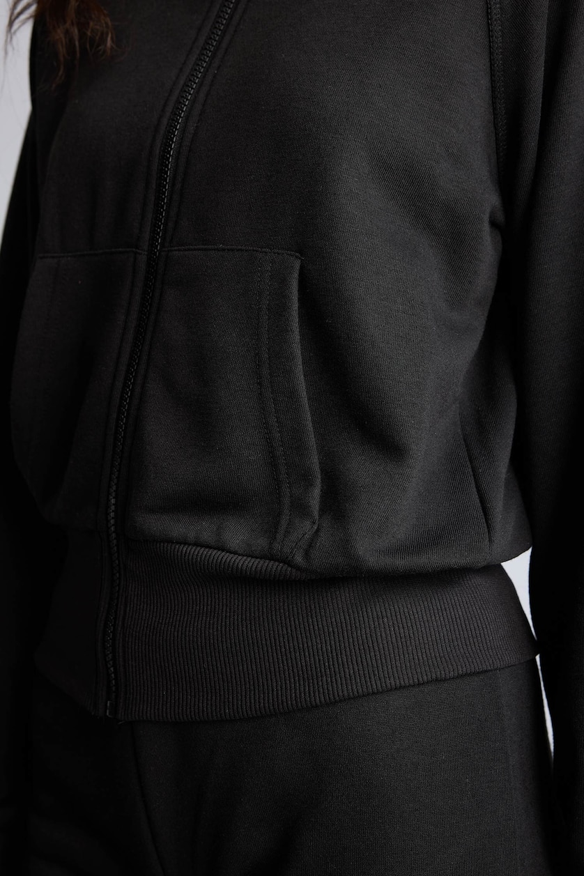 FEMME Noir Sweatshirt zippé à col montant Coupe ajustée