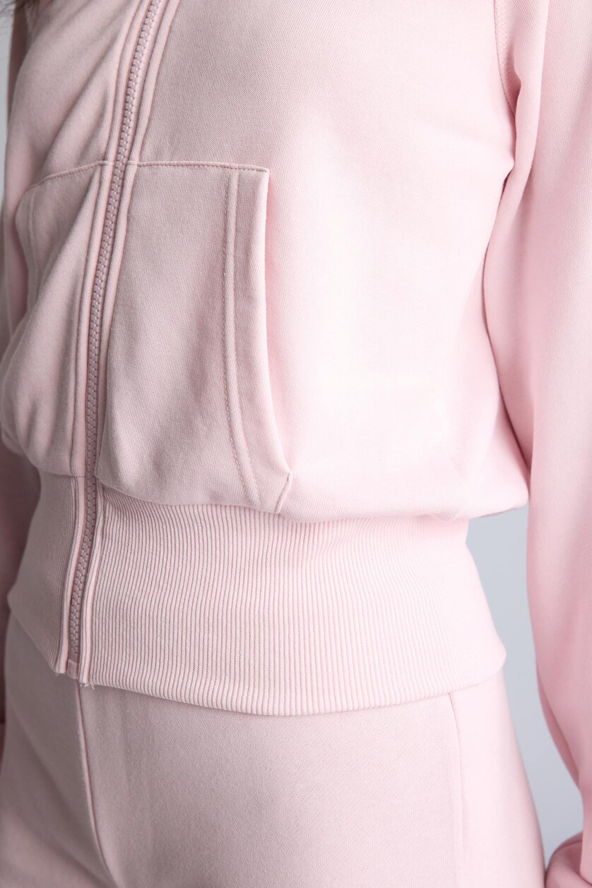 FEMME Rose Clair Sweatshirt zippé à col montant mi-haut Coupe ajustée