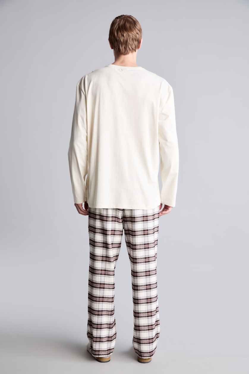 Men Ecru Flanel 2 piece Set