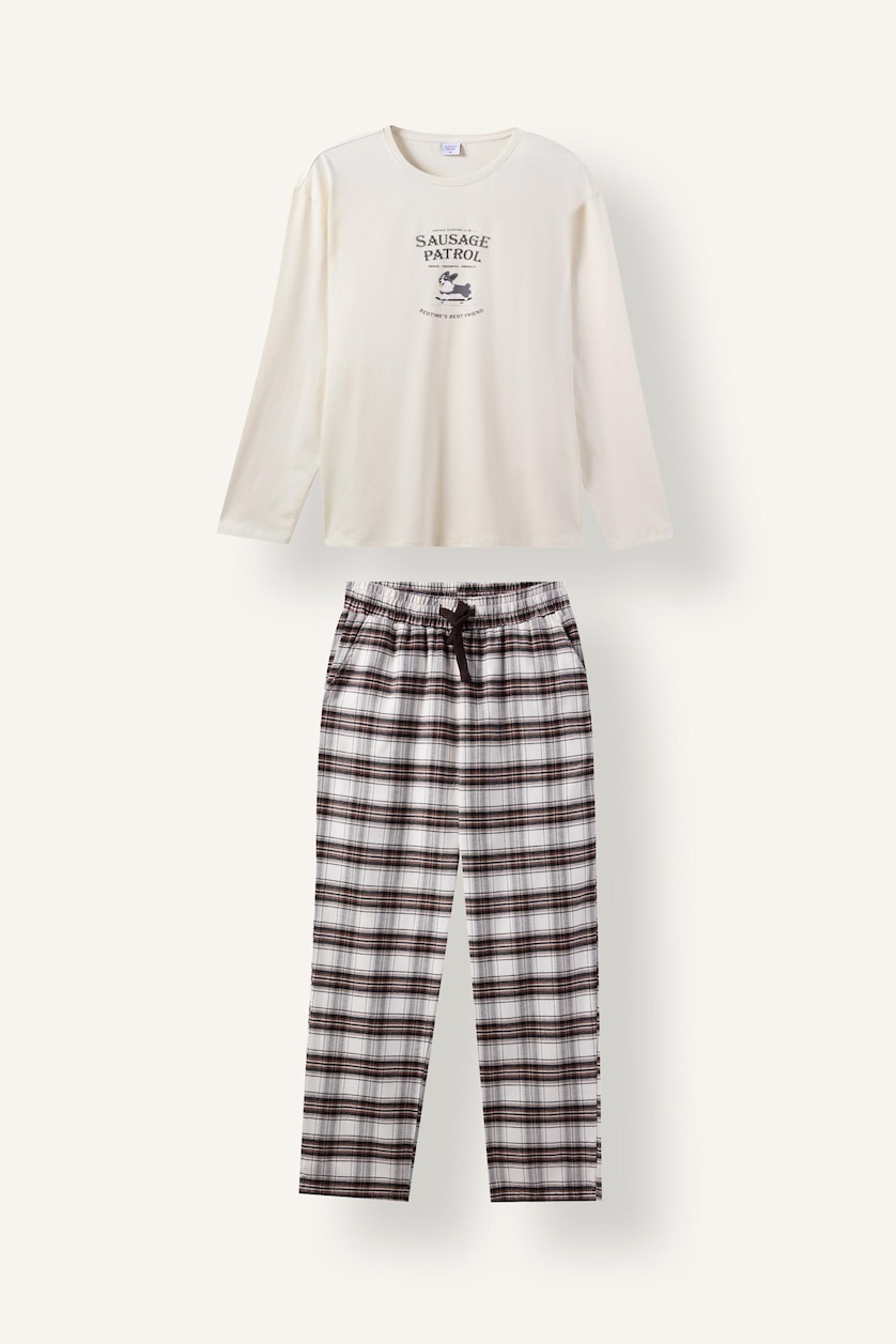Men Ecru Flanel 2 piece Set