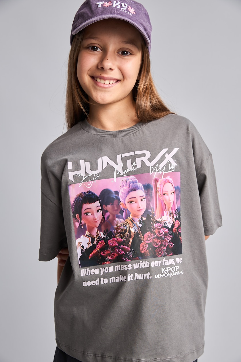 Young Girls - Teen Girls Grey Girl Kpop - Demon Hunters Short Sleeve T-Shirt