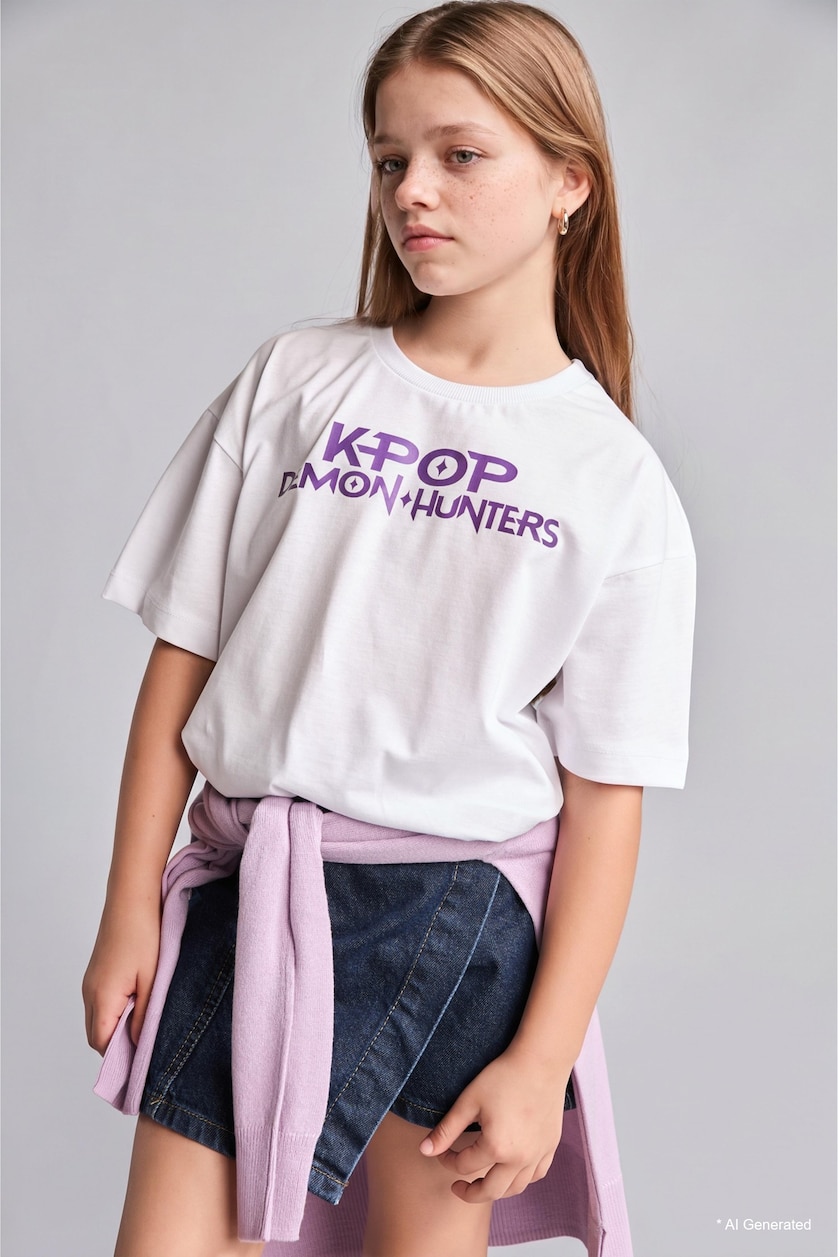 Girls & Teens White Girl Kpop - Demon Hunters White T-Shirt