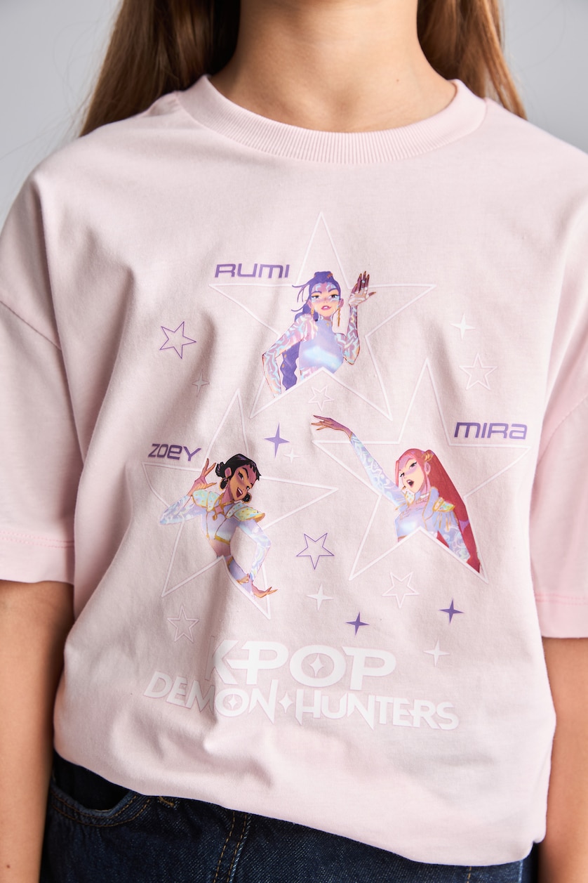 Young Girls - Teen Girls Light Pink Girl Kpop - Demon Hunters Crew Neck T-Shirt