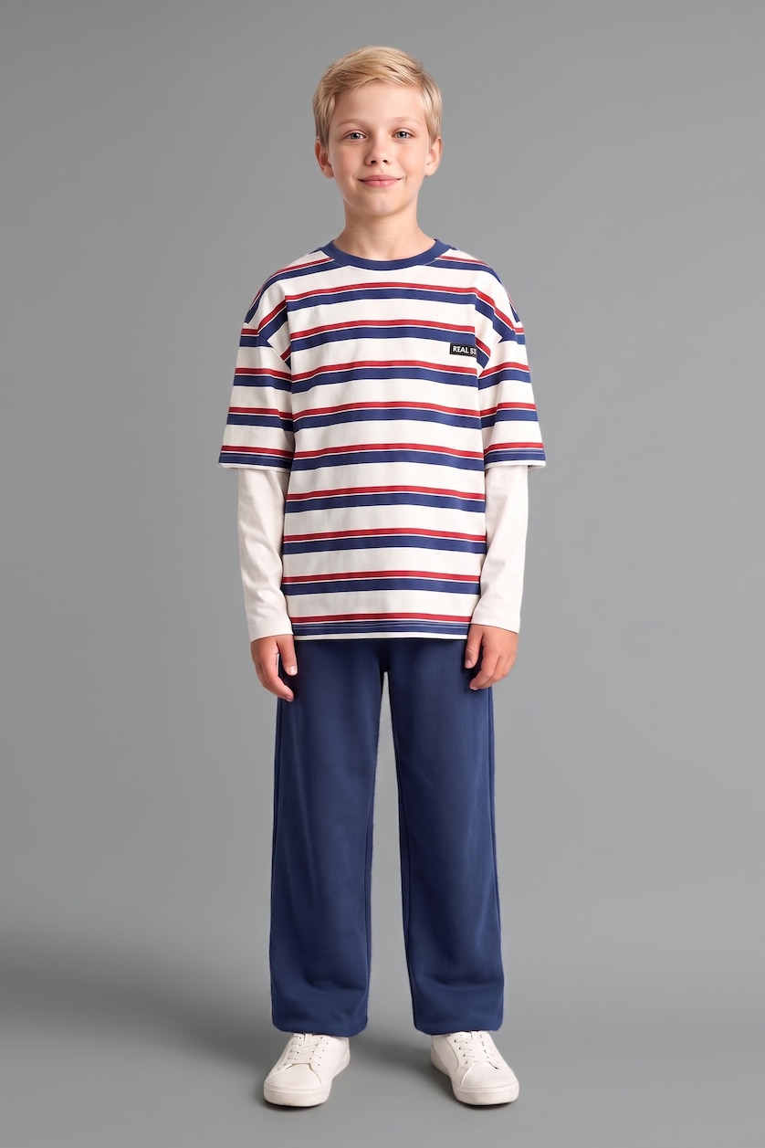 أولاد بيج فاتح Boy Long Sleeve T-Shirt and Pants Set