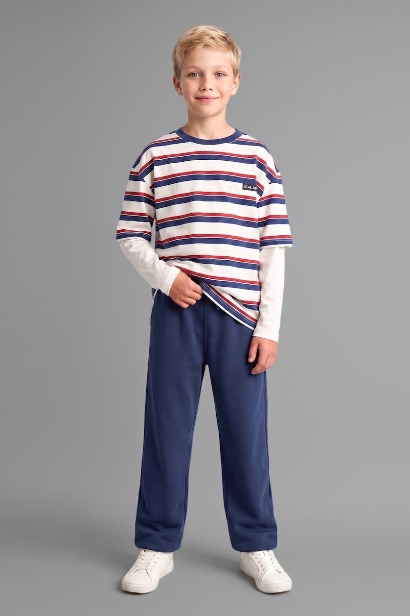 أولاد بيج فاتح Boy Long Sleeve T-Shirt and Pants Set