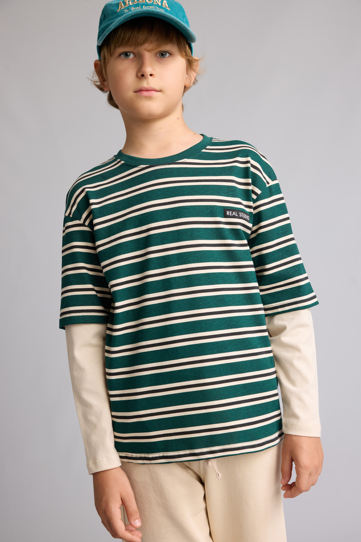 BOYS & TEENS Dark Green Boy 2 piece Oversize Fit Long Sleeve Top and Trousers Set
