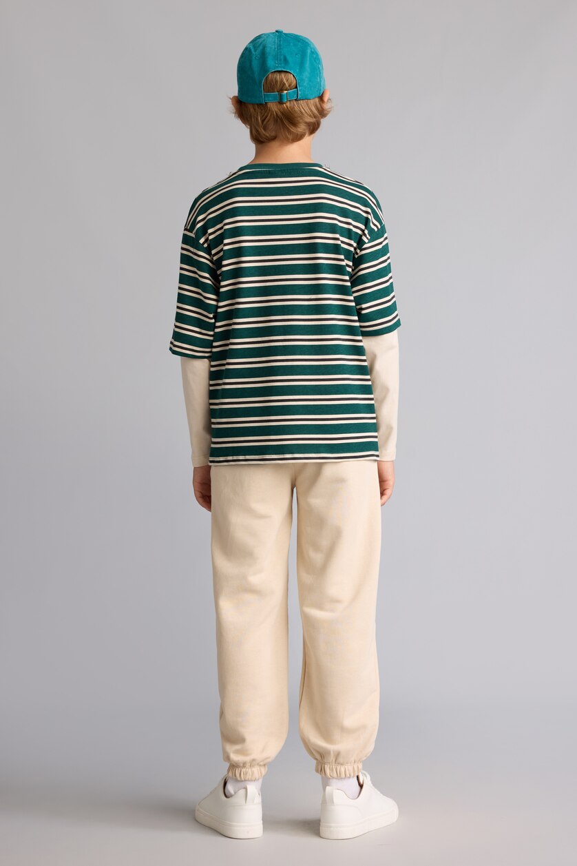 BOYS & TEENS Dark Green Boy 2 piece Oversize Fit Long Sleeve Top and Trousers Set