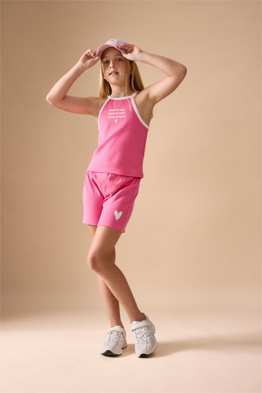 FILLES Rose Ensemble 2 pièces débardeur et Short côtelé rose pour fille