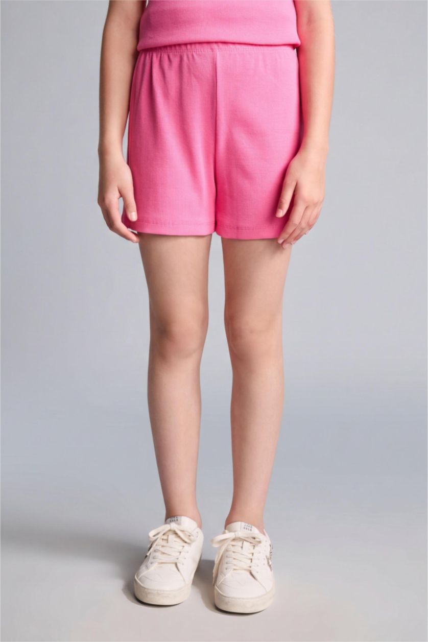 FILLES Rose Ensemble 2 pièces débardeur et Short côtelé rose pour fille