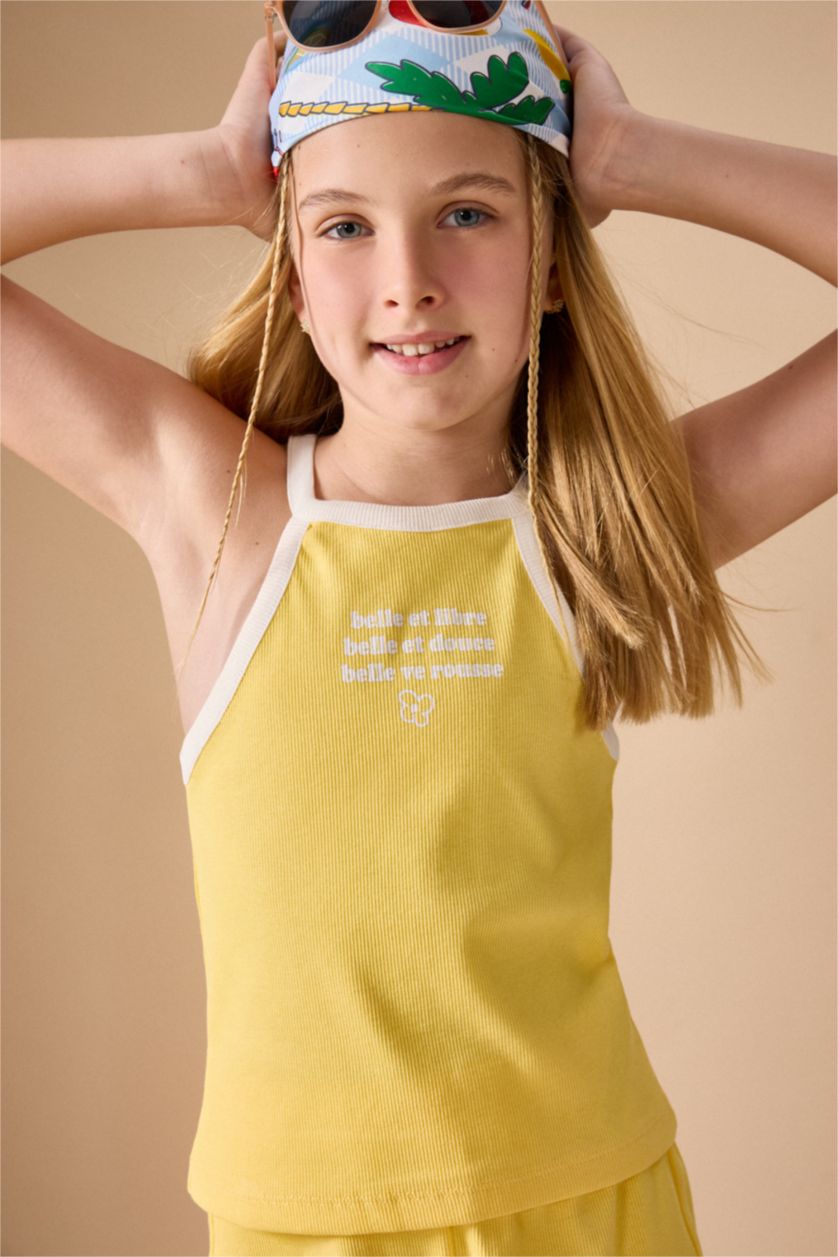 FILLES Jaune Ensemble 2 pièces débardeur et Short côtelé jaune pour fille