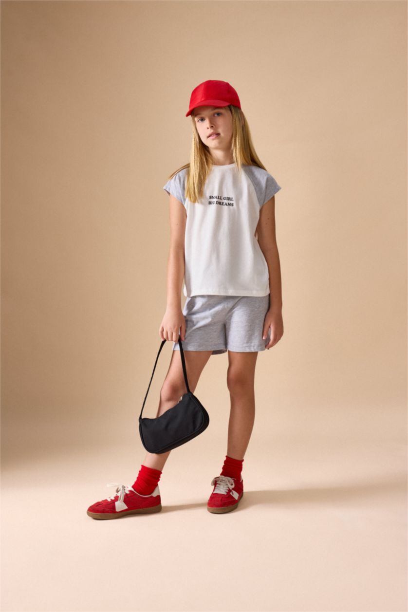 FILLES Gris Clair Ensemble 2 pièces gris chiné clair côtelé pour fille