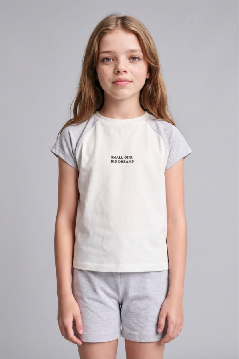 FILLES Gris Clair Ensemble 2 pièces gris chiné clair côtelé pour fille