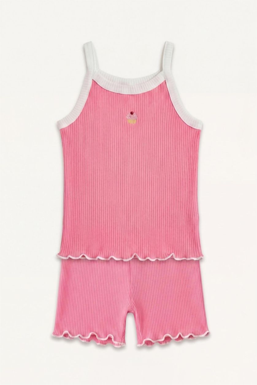 Baby Girls Pink 2 piece Regular Fit Crew Neck Floral Set