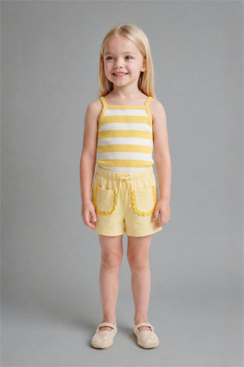Baby Girls Light Yellow 2 piece Regular Fit Square Collar Set