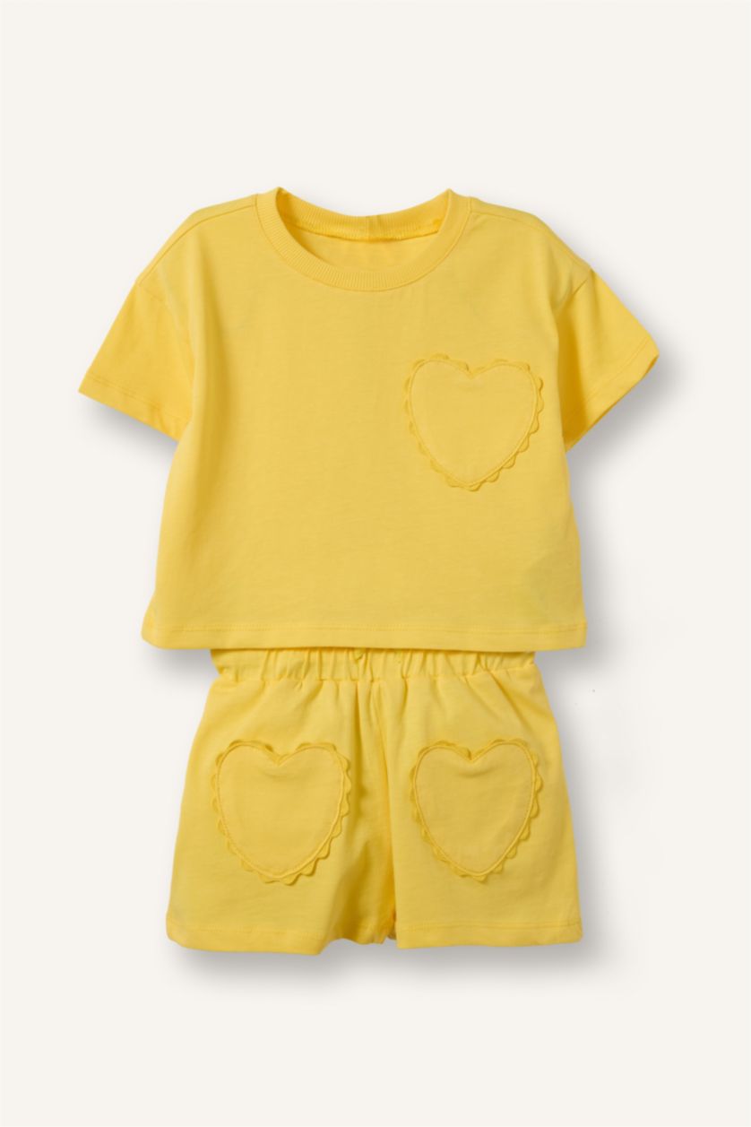 Baby Girls Yellow 2 piece Regular Fit Crew Neck Set