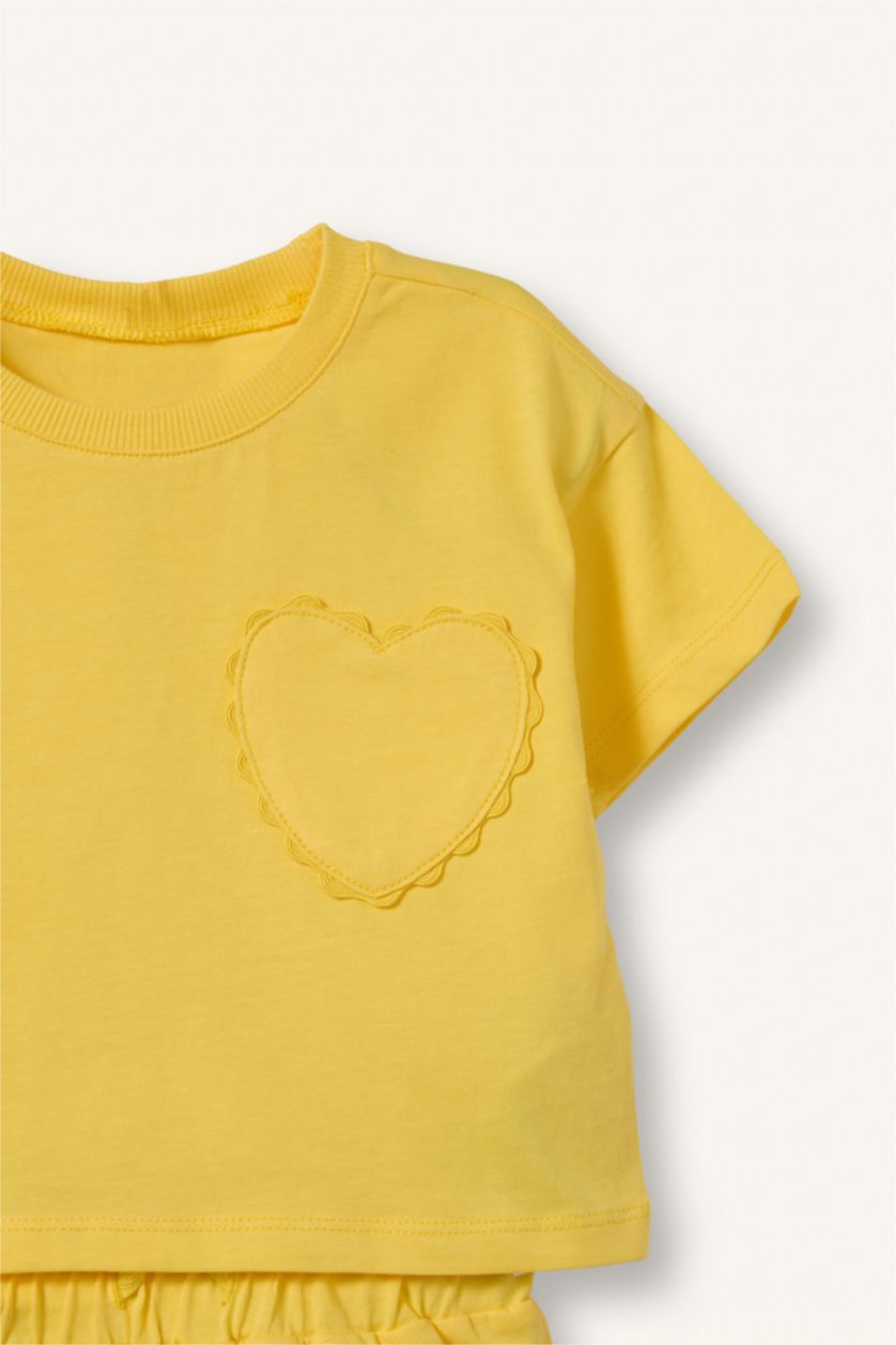 Baby Girls Yellow 2 piece Regular Fit Crew Neck Set
