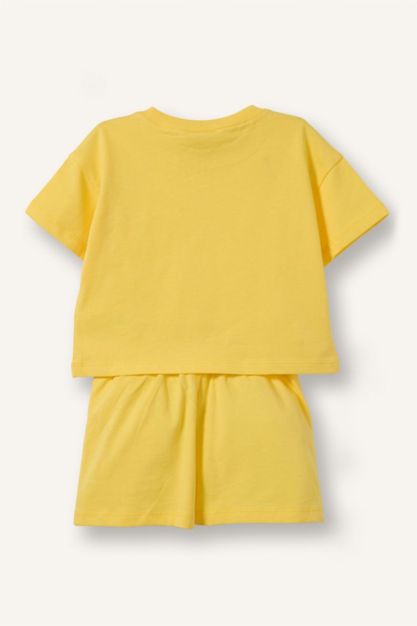 Baby Girls Yellow 2 piece Regular Fit Crew Neck Set