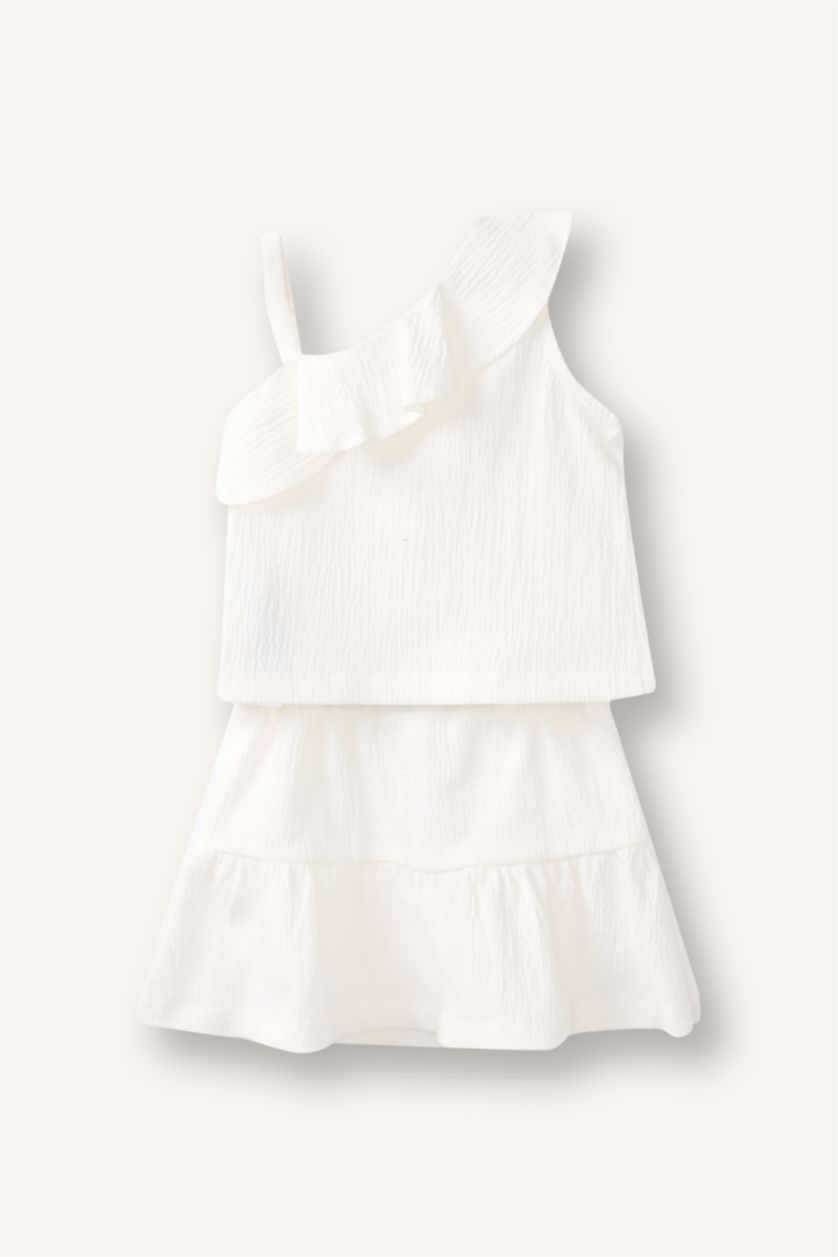 Baby Girls Ecru 2 piece Regular Fit Off Shoulder Set