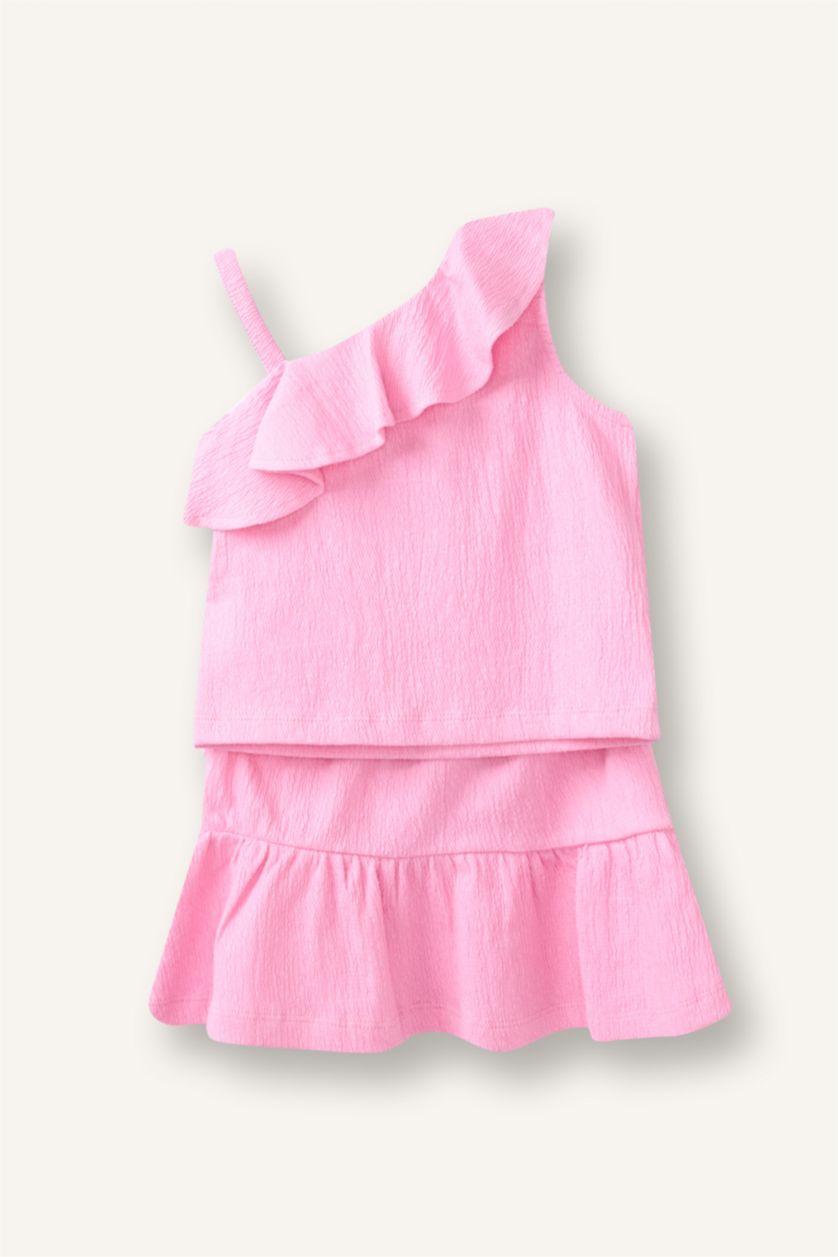 Baby Girls Pink 2 piece Regular Fit Off Shoulder Set