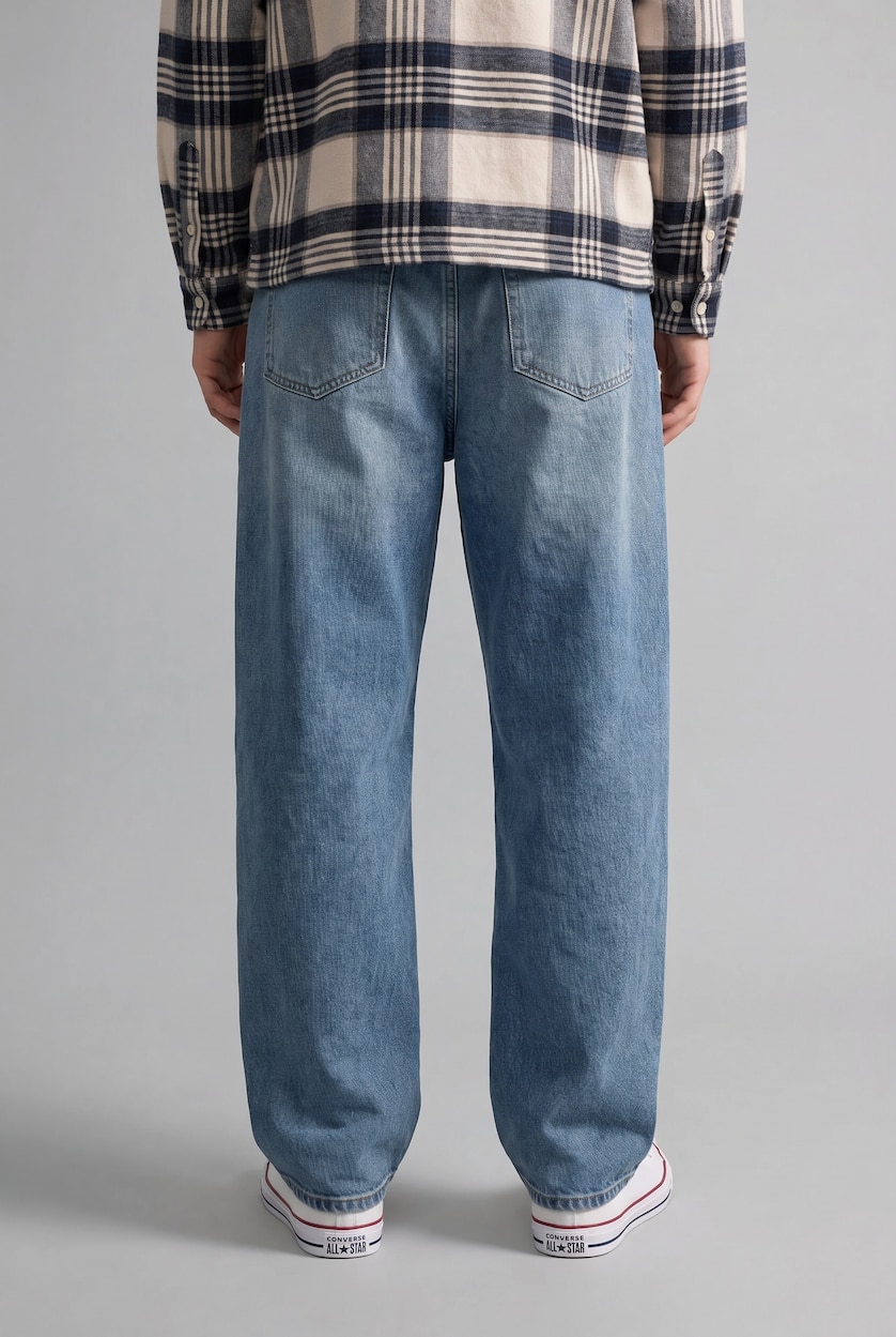 Erkek Açık Yeşil Baggy Fıt Jean
