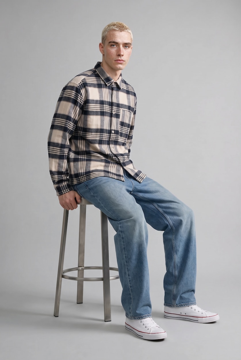 Erkek Açık Yeşil Baggy Fıt Jean