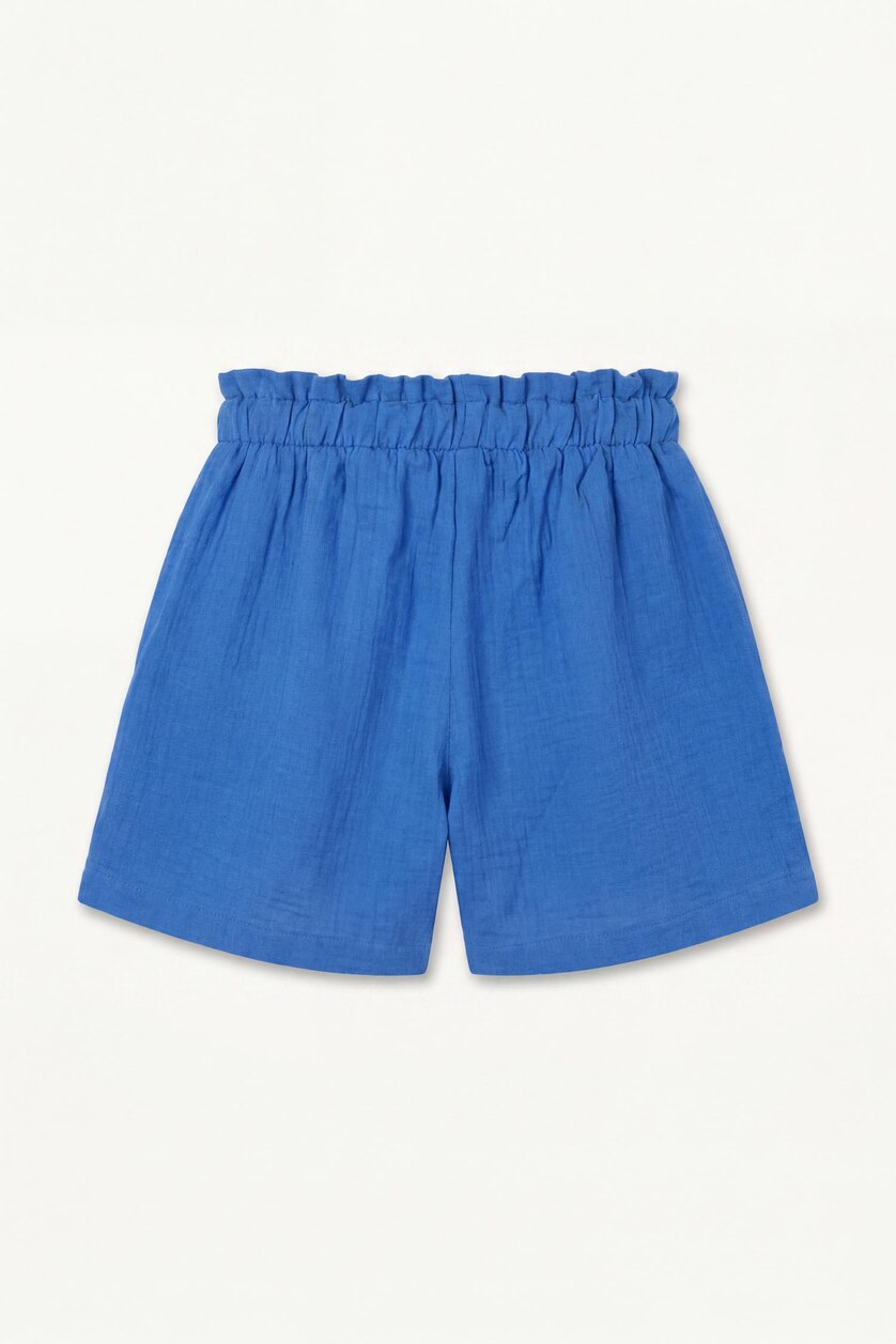 Young Girls - Teen Girls Blue Girl 100% Cotton Muslin Stretch Waist Shorts