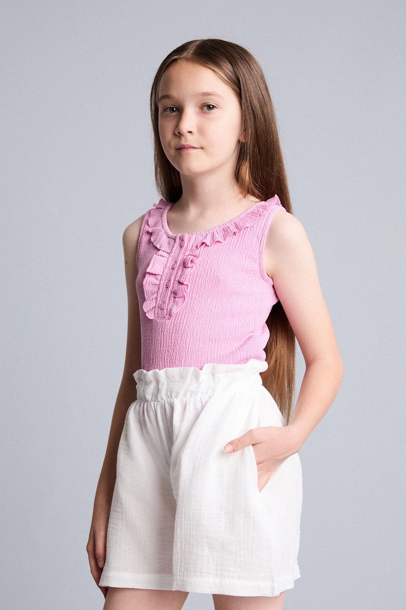 Young Girls - Teen Girls Ecru Girl 100% Cotton Muslin Shorts