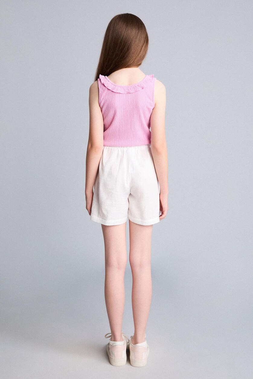 Young Girls - Teen Girls Ecru Girl 100% Cotton Muslin Shorts