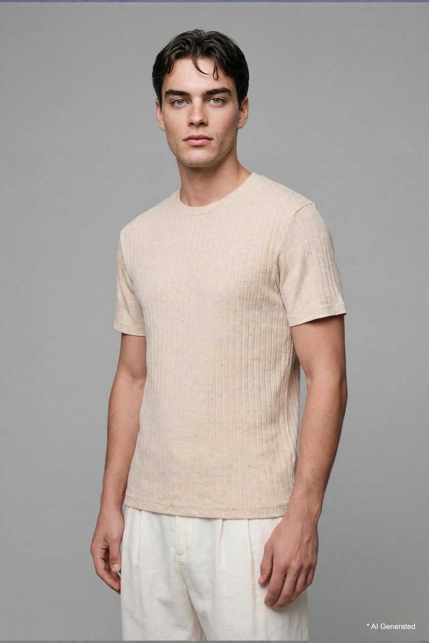 MAN Stone Regular Fit Short Sleeve Beige T-Shirt