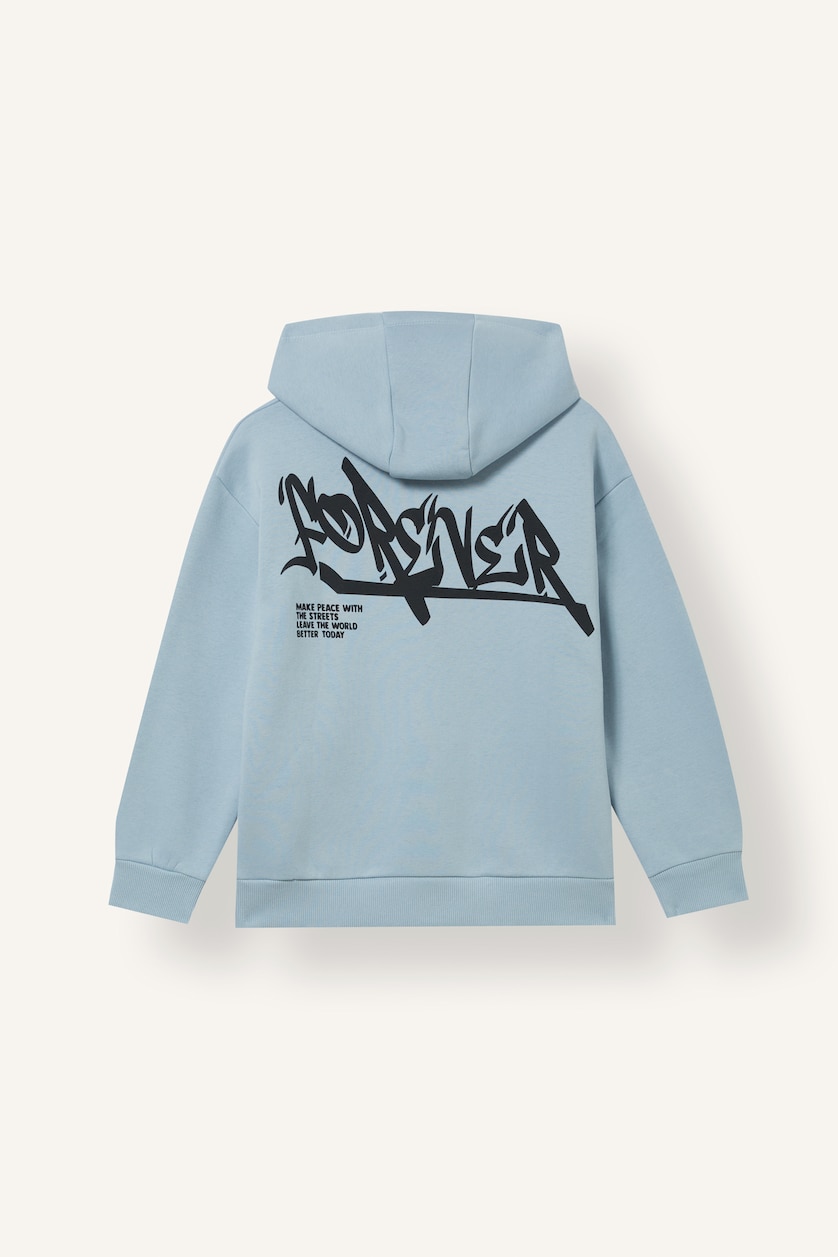 BOYS & TEENS Blue Boy Oversize Front Print Soft Fleece Lining Hoodie