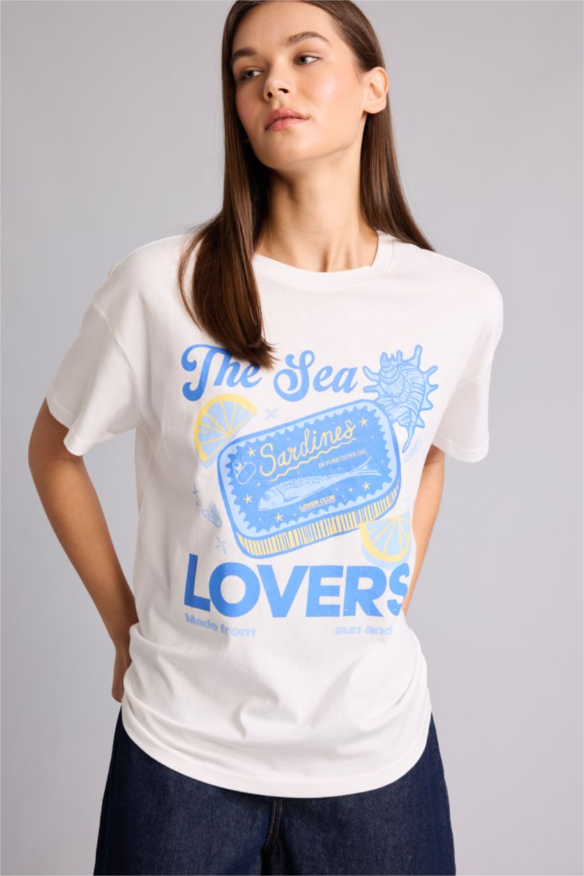 Women White Oversize Fit Short Sleeve T-Shirt