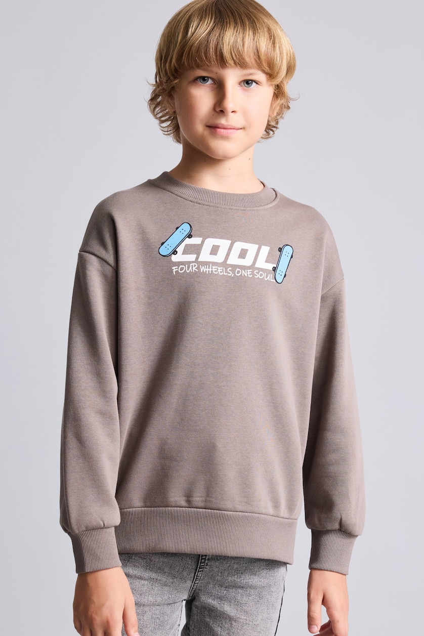 Boys & Teens Light Brown Oversize Fit Soft Hairy Inside Sweatshirt