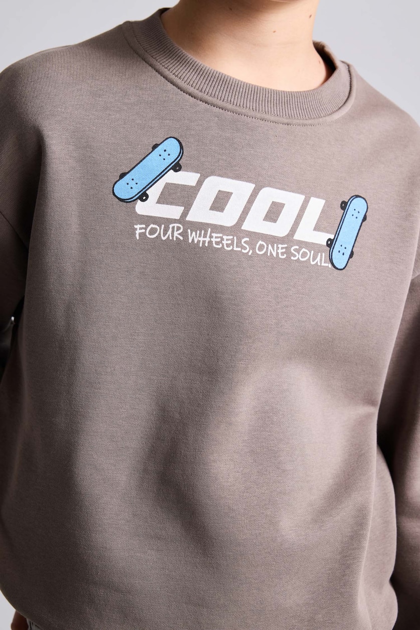 Boys & Teens Light Brown Oversize Fit Soft Hairy Inside Sweatshirt