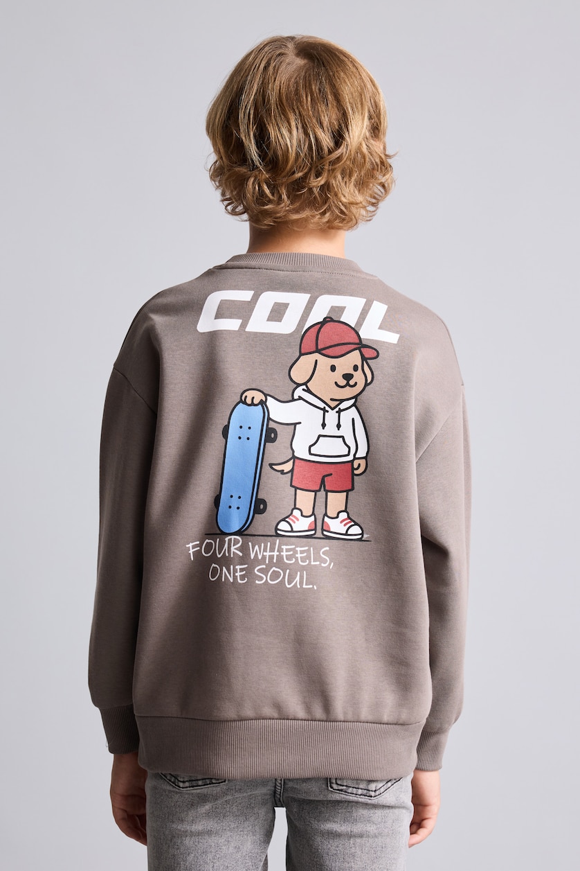 Boys & Teens Light Brown Oversize Fit Soft Hairy Inside Sweatshirt