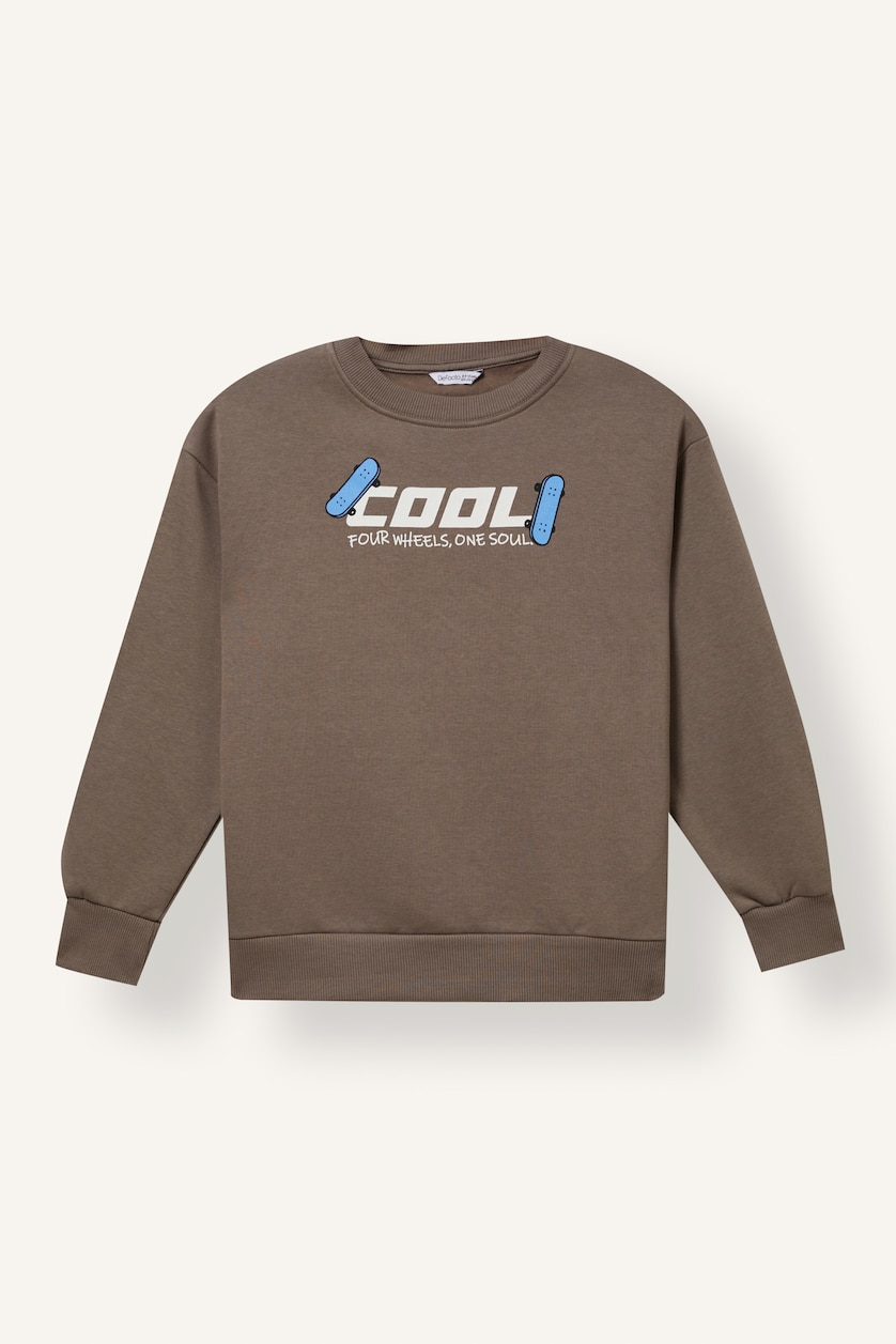 Boys & Teens Light Brown Oversize Fit Soft Hairy Inside Sweatshirt