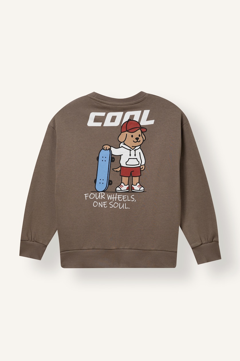 Boys & Teens Light Brown Oversize Fit Soft Hairy Inside Sweatshirt