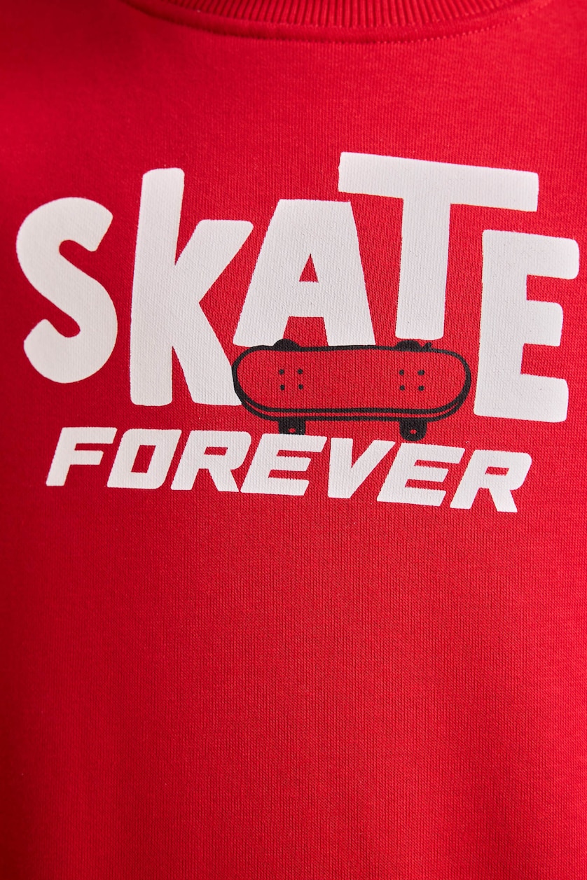 Boys & Teens Red Oversize Fit Soft Hairy Inside Sweatshirt