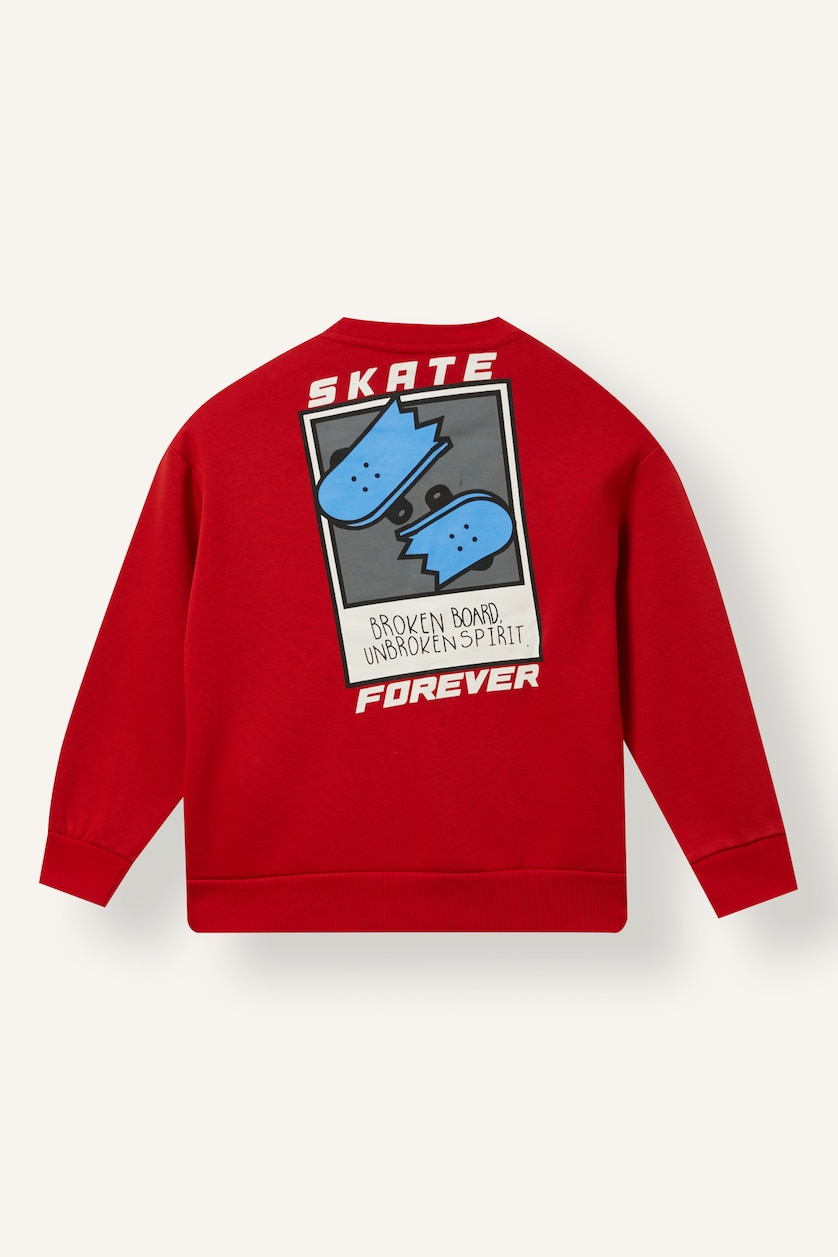 Boys & Teens Red Oversize Fit Soft Hairy Inside Sweatshirt