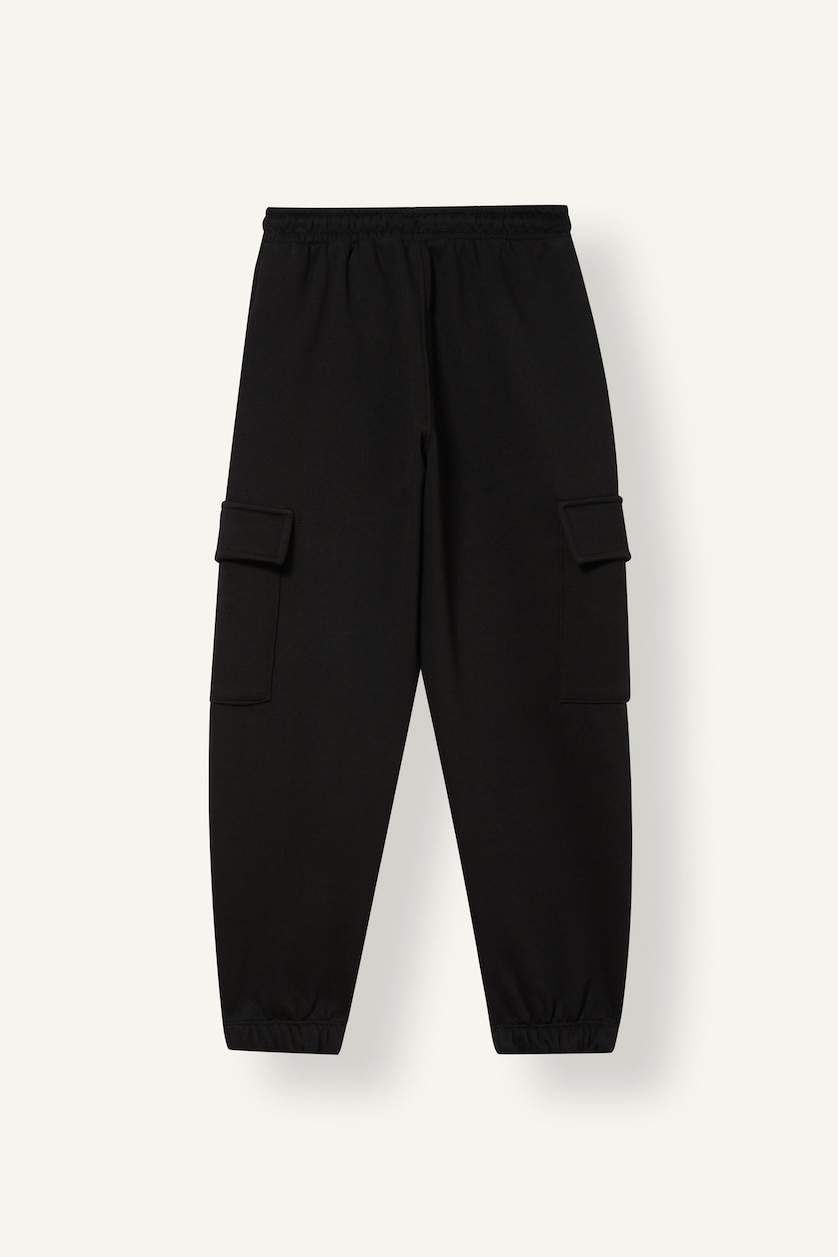Boys & Teens Black Boy Heavy Fabric Elastic Leg Cargo Pants