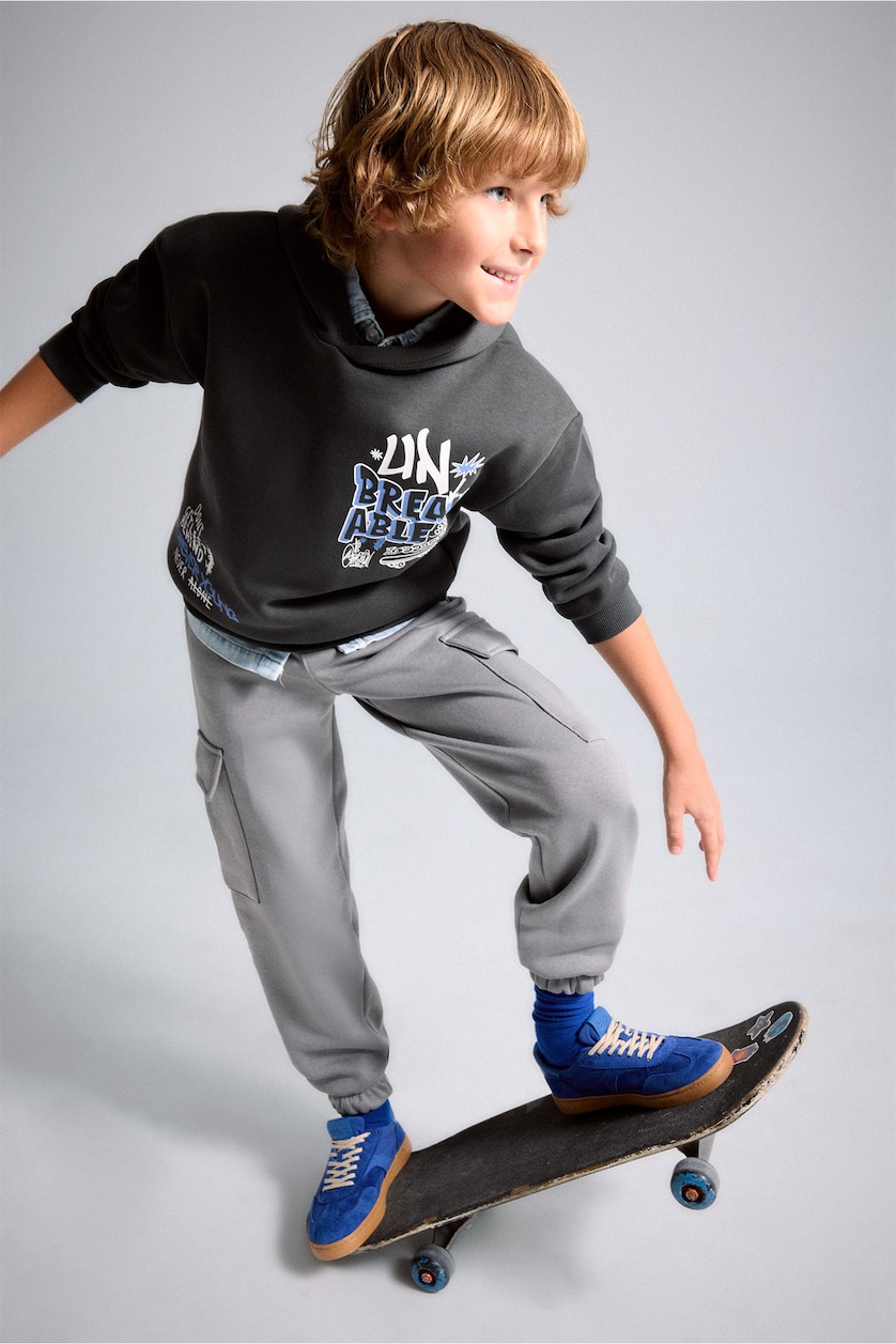 Young Boys - Teen Boys Grey Boy Heavyweight Cargo Pocket Elastic Waist Trousers