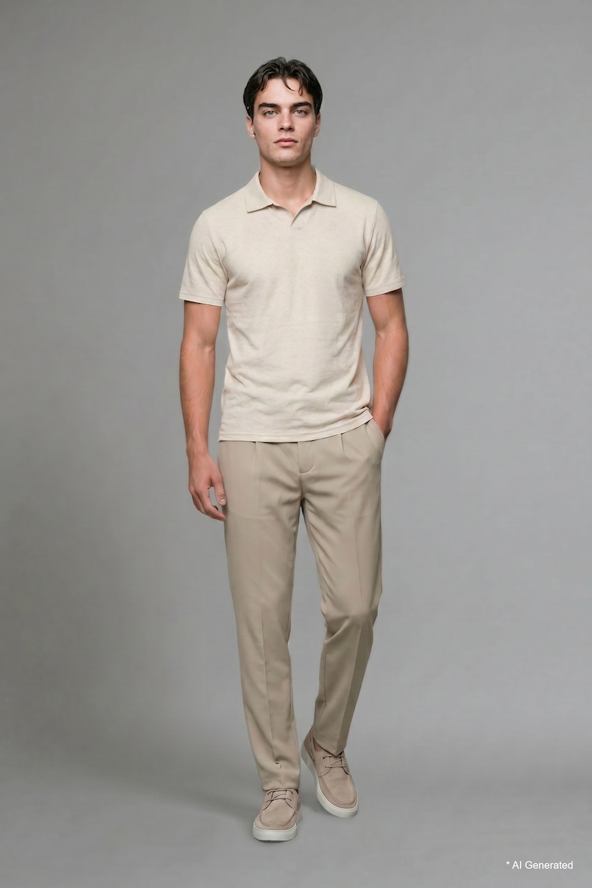 Erkek Taş Regular Fit Polo Tişört