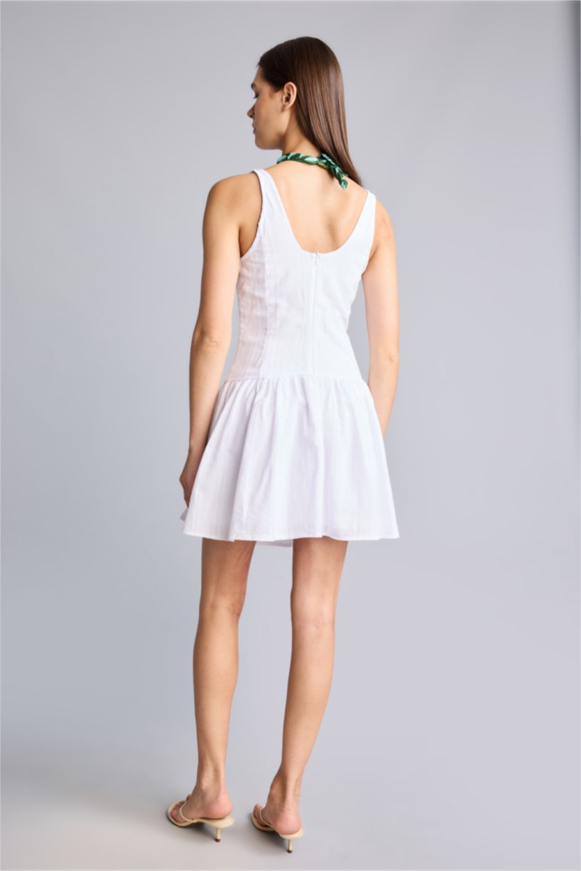 Women White Cotton Mini Dress