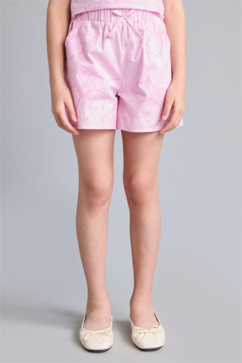 GIRLS & TEENS Pink شورت بناتي بينك فلورال قصة عادية