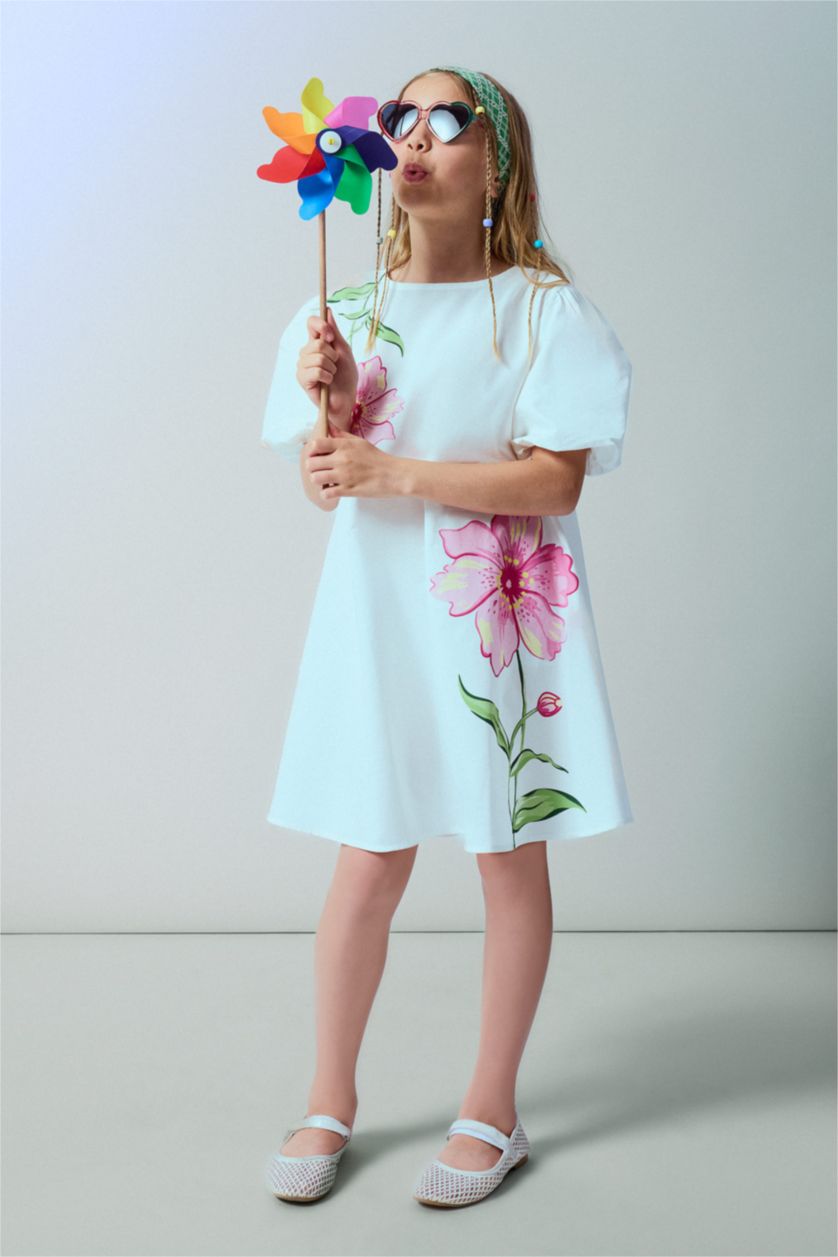 Young Girls - Teen Girls White Girl Short Sleeve Woven Dress