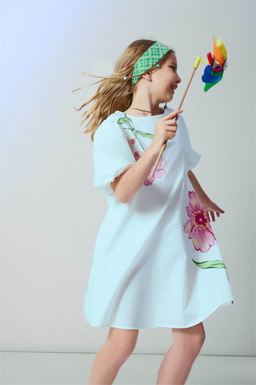 Young Girls - Teen Girls White Girl Short Sleeve Woven Dress