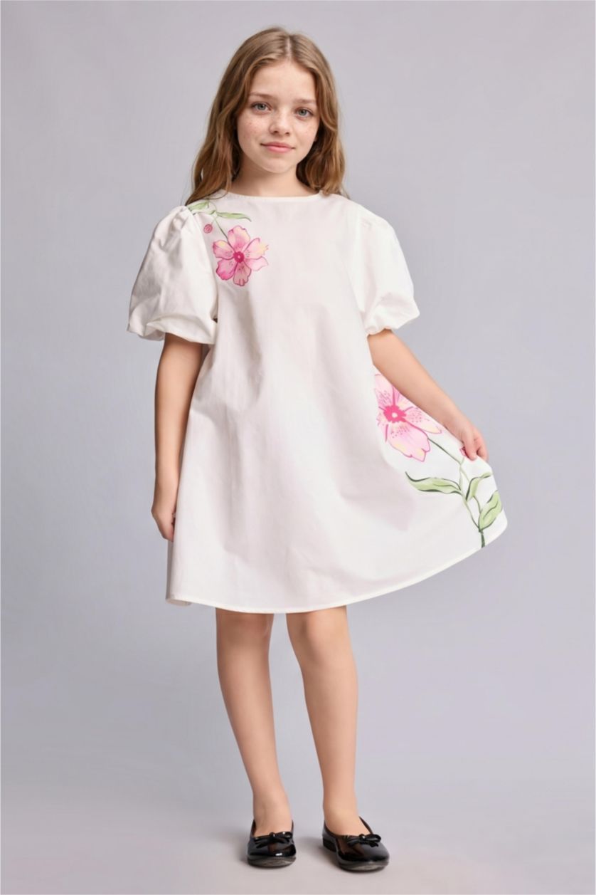 Young Girls - Teen Girls White Girl Short Sleeve Woven Dress
