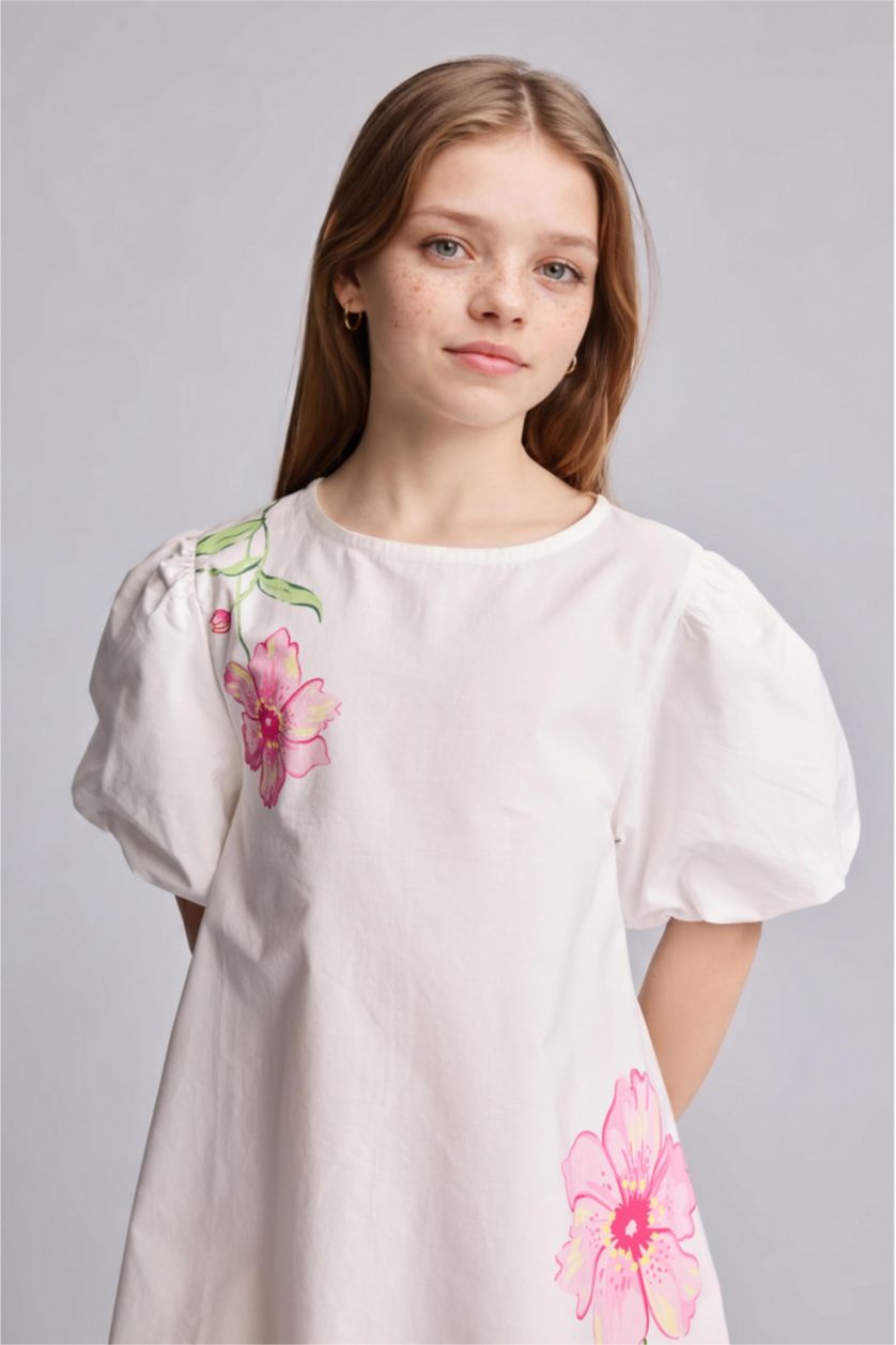 Young Girls - Teen Girls White Girl Short Sleeve Woven Dress